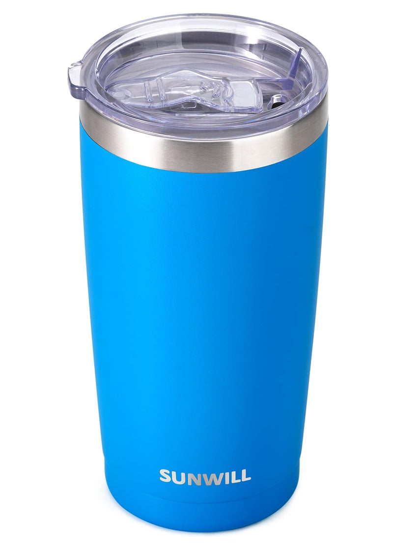 SUNWILL Travel Coffee Tumbler 20 oz, Insulated Mug with Lid, Stainless Steel Cup for Outdoor, Powder Coated Royal Blue - Image 1